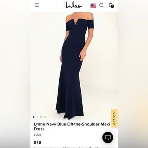 NWT - Lulus - Lynne Navy Blue Off-the-Shoulder Maxi Dress - size S